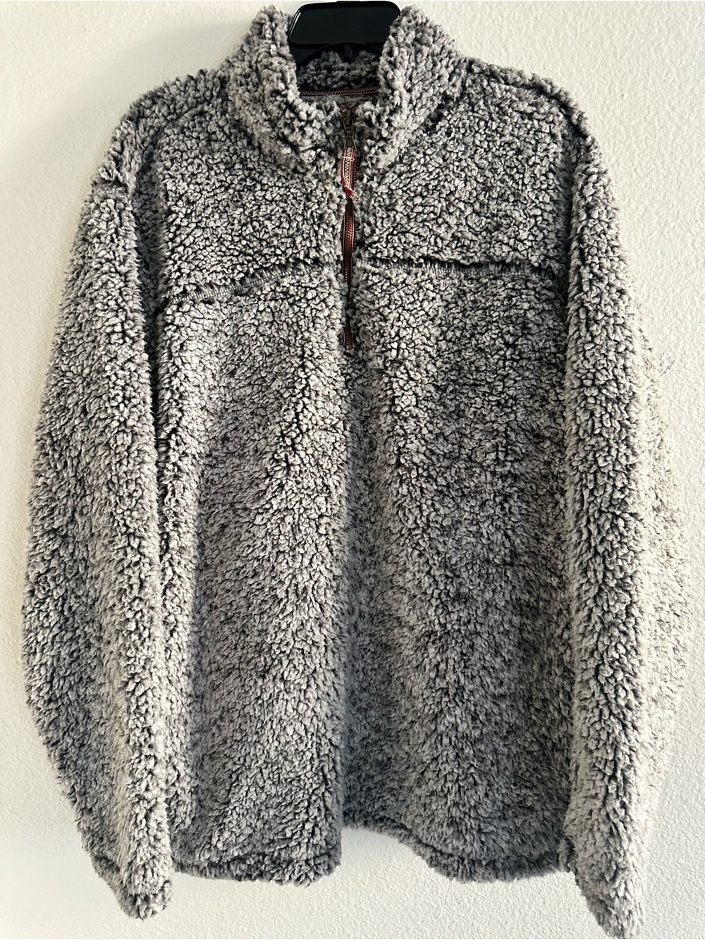 Women's Plush Sherpa Quarter-Zip Pullover Sweater - Gray in size XL